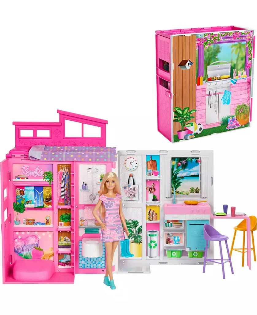 商品Barbie|Getaway Doll House with Barbie Doll, 4 Play Areas and 11 Decor Accessories,价格¥216,第1张图片