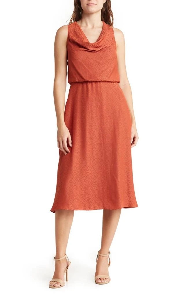 商品Vince Camuto|Animal Print Jacquard Satin Midi Dress,价格¥337,第1张图片