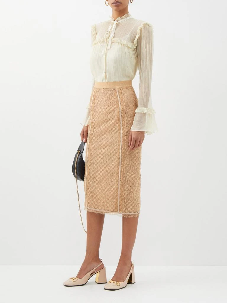 商品Gucci|GG-embroidered lace midi skirt,价格¥16341,第2张图片详细描述