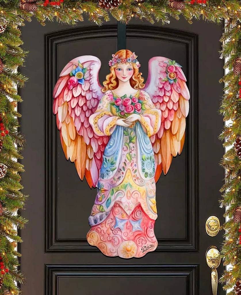 商品Designocracy|Floral Angel Christmas Door Decor Wooden Wall Decor G. DeBrekht,价格¥989,第1张图片
