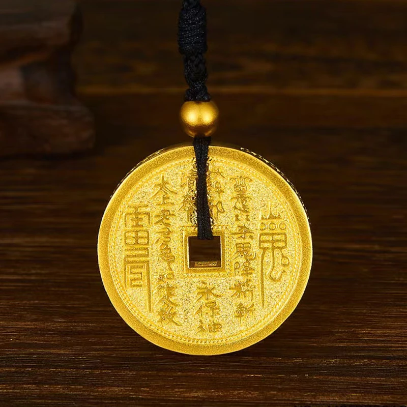 商品[国内直发] Order Dream|古法金驱邪八卦金币挂绳吊坠（含珠子）「黄金发货周期一周」,价格¥13746,第1张图片