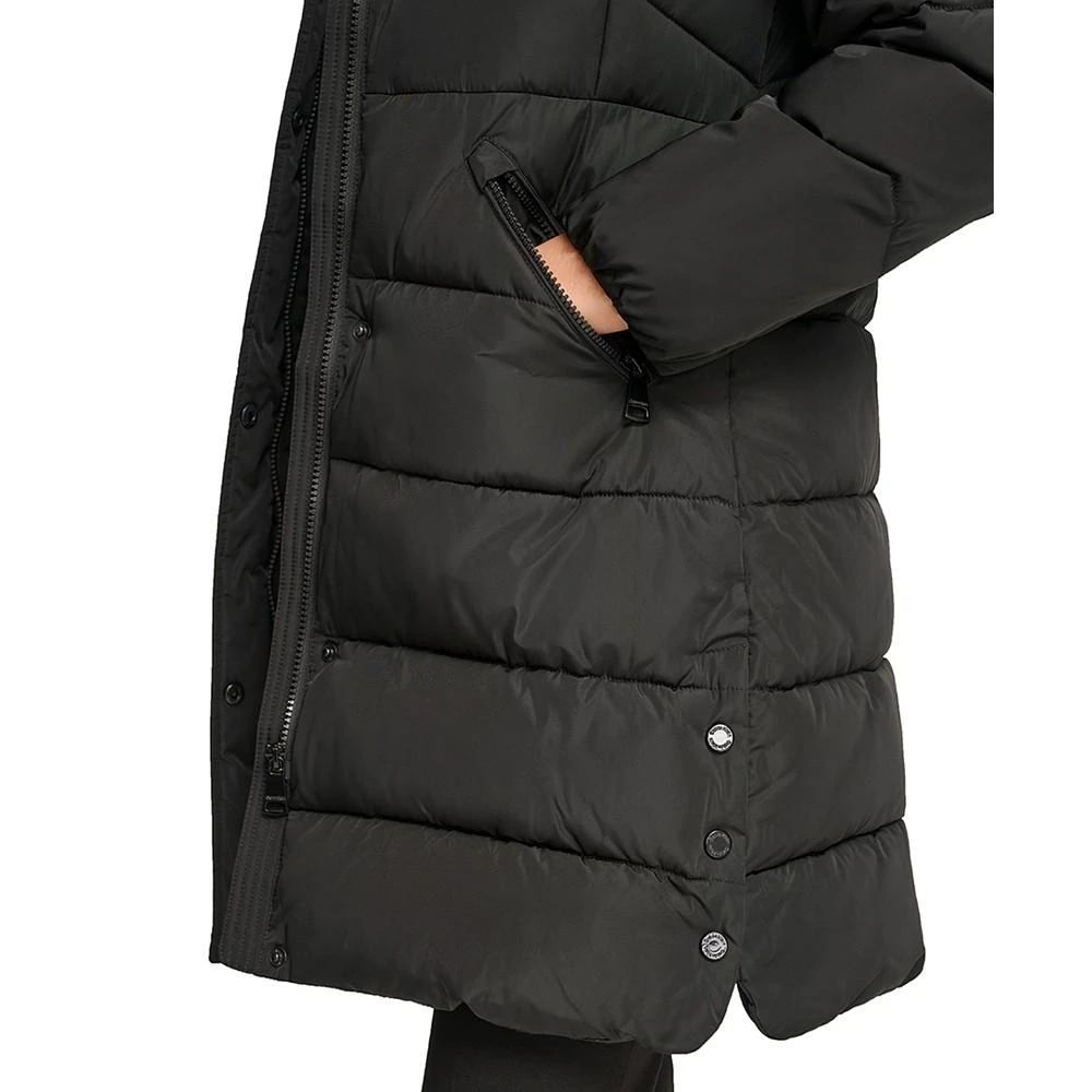 商品Calvin Klein|Women's Petite Faux-Sherpa Collar Hooded Stretch Puffer Coat, Created for Macy's,价格¥2305,第5张图片详细描述