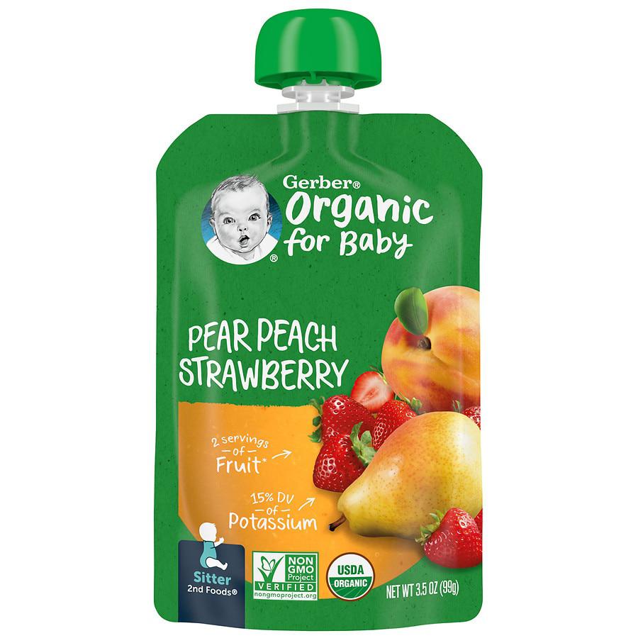 婴儿2段有机水果蔬菜泥辅食 (梨&桃&草莓)商品第1张图片规格展示