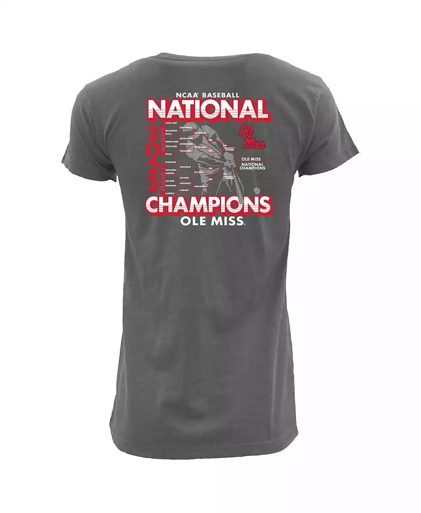 商品Blue 84|Women's Heathered Gray Ole Miss Rebels 2022 NCAA Men's Baseball College World Series Champions Schedule T-shirt,价格¥263,第3张图片详细描述