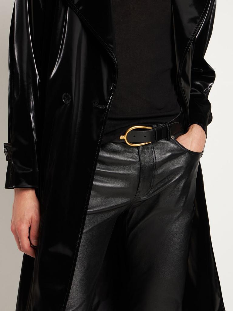 商品Yves Saint Laurent|Lucky Bone Buckle Leather Belt,价格¥5103,第1张图片