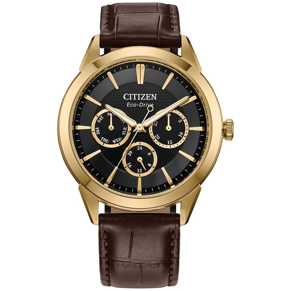 商品Citizen|Eco-Drive Men's Rolan Brown Leather Strap Watch 40mm,价格¥3123,第1张图片