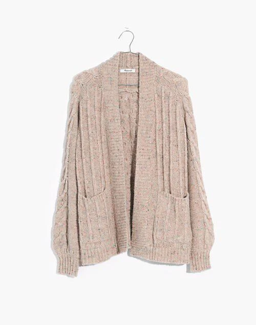 商品Madewell|Bubble-Sleeve Cableknit Cardigan Sweater,价格¥436,第5张图片详细描述