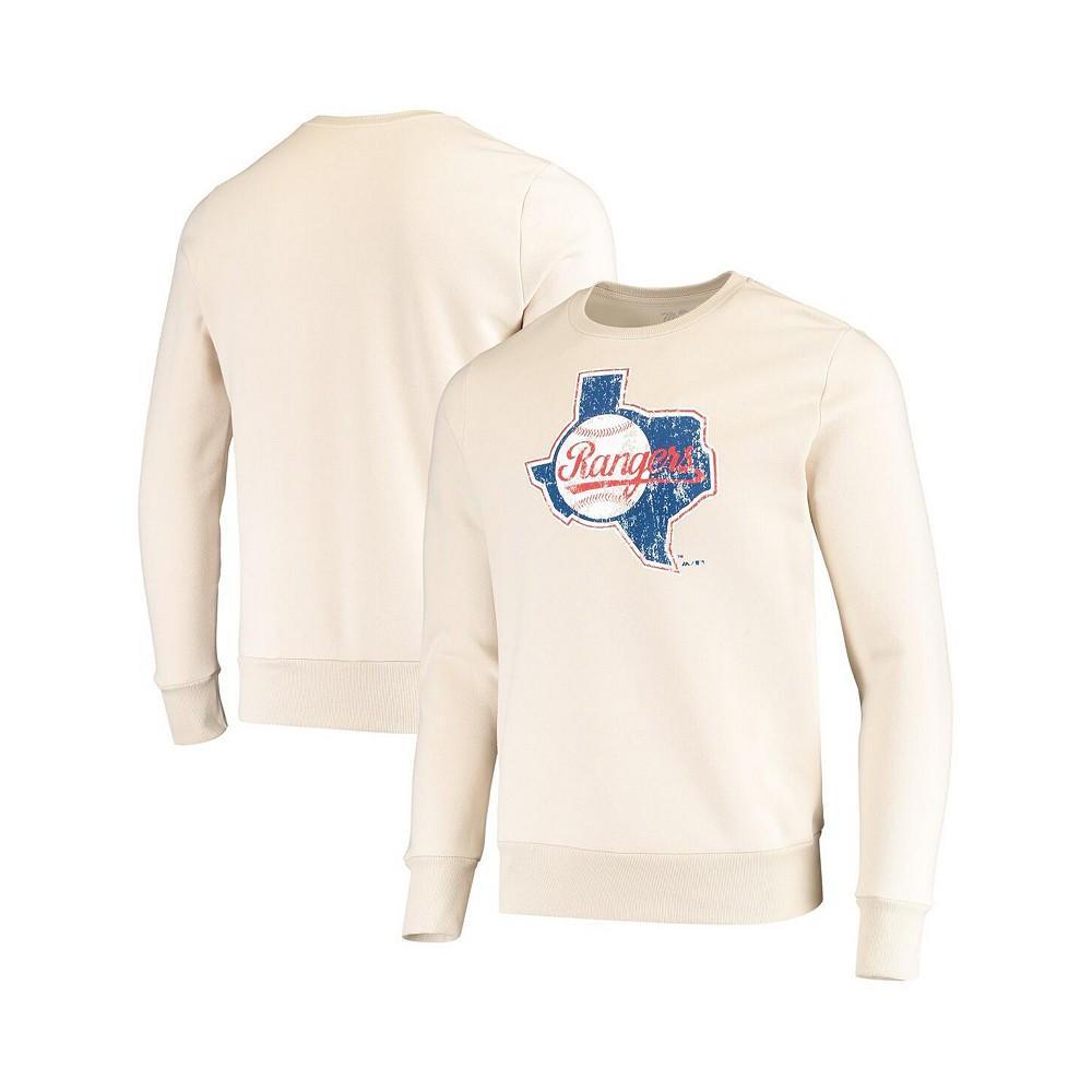 商品Majestic|Men's Threads Oatmeal Texas Rangers Fleece Pullover Sweatshirt,价格¥353,第4张图片详细描述