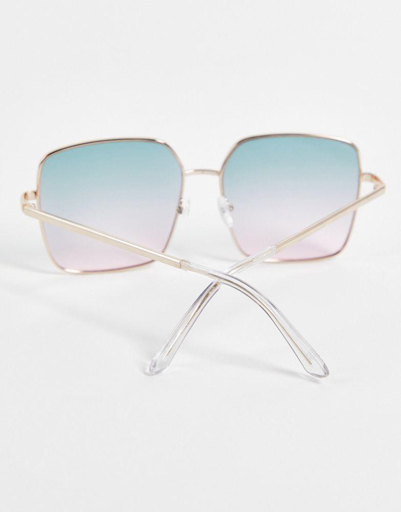 ASOS DESIGN oversized 70s sunglasses in metal frame with ocean lens商品第4张图片规格展示