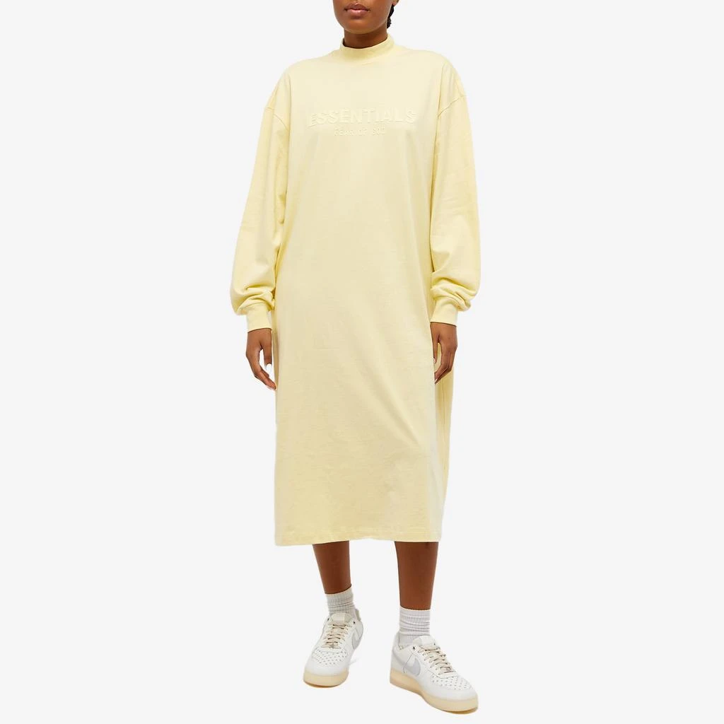 商品Essentials|Fear of God ESSENTIALS Long Sleeve Logo Dress - Canary,价格¥305,第4张图片详细描述