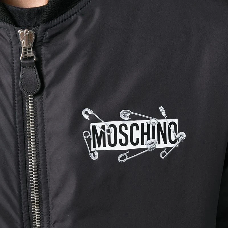 Moschino 莫斯奇诺 男士黑色徽标拉链飞行员夹克 ZV0635-5215-1555 商品