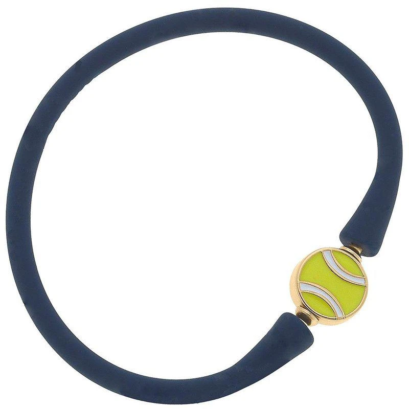 商品Canvas Style|Bali Tennis Ball Bead Silicone Bracelet In Navy,价格¥211,第1张图片