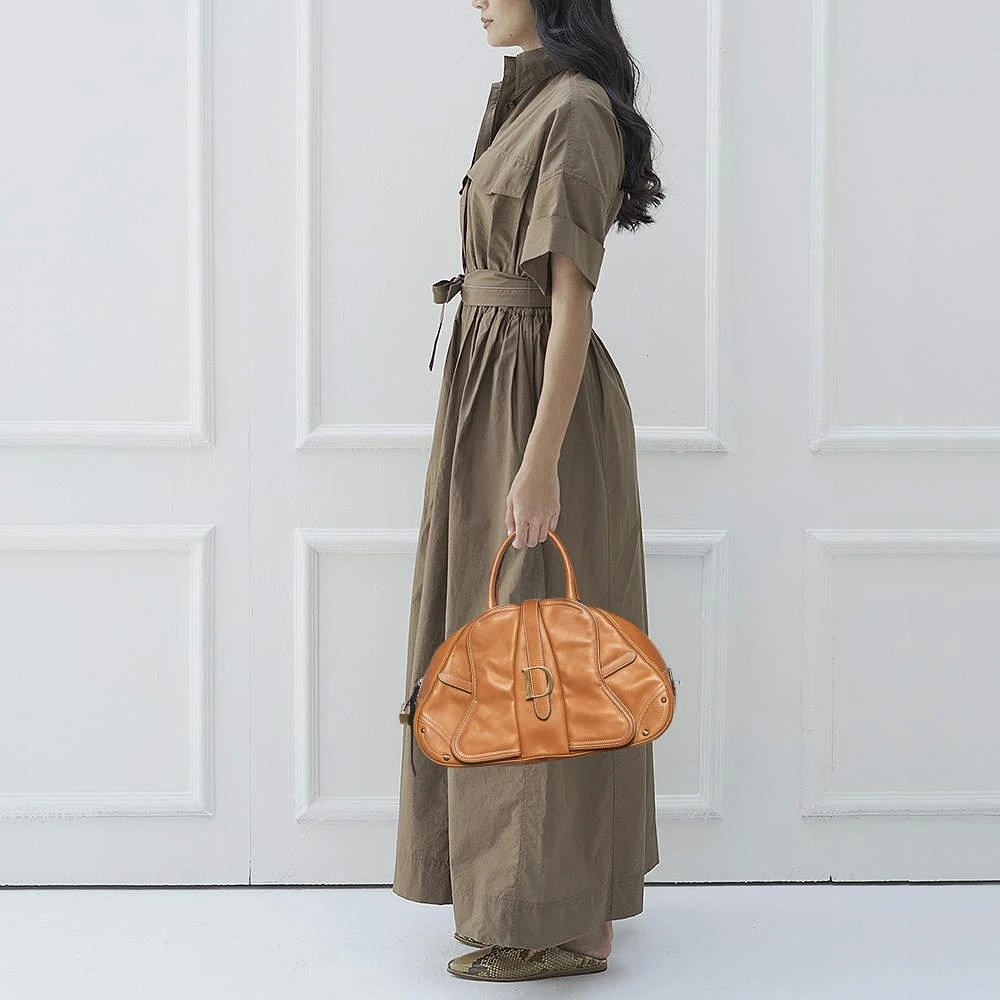 商品[二手商品] Dior|Dior Brown Leather Double Saddle Bowler Bag,价格¥5184,第2张图片详细描述