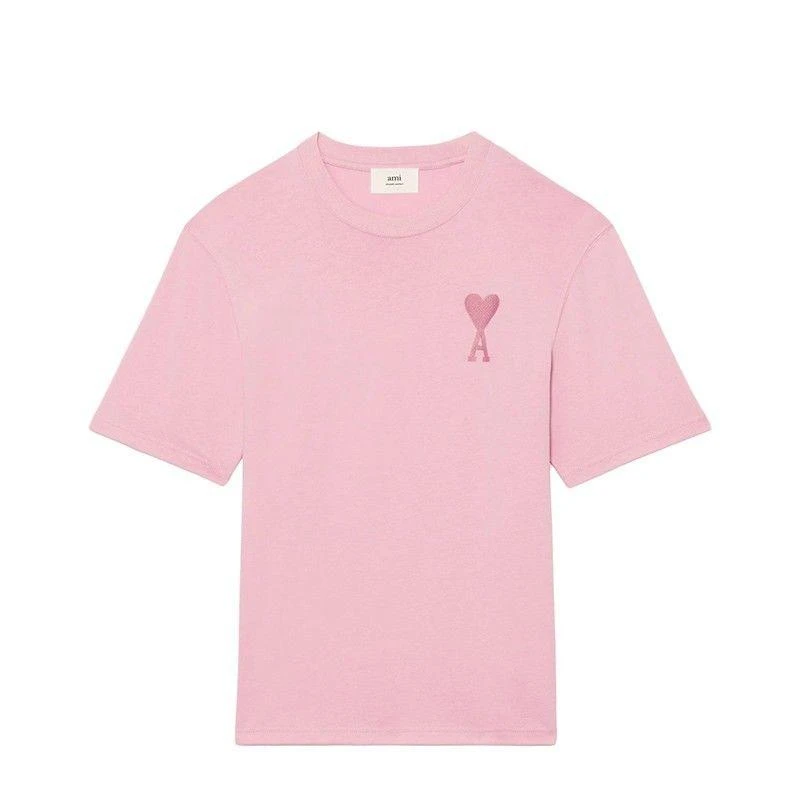 商品AMI|AMI PARIS Ami De Coeur系列 男女同款淡粉色纯棉宽松大码T恤,价格¥2210,第1张图片