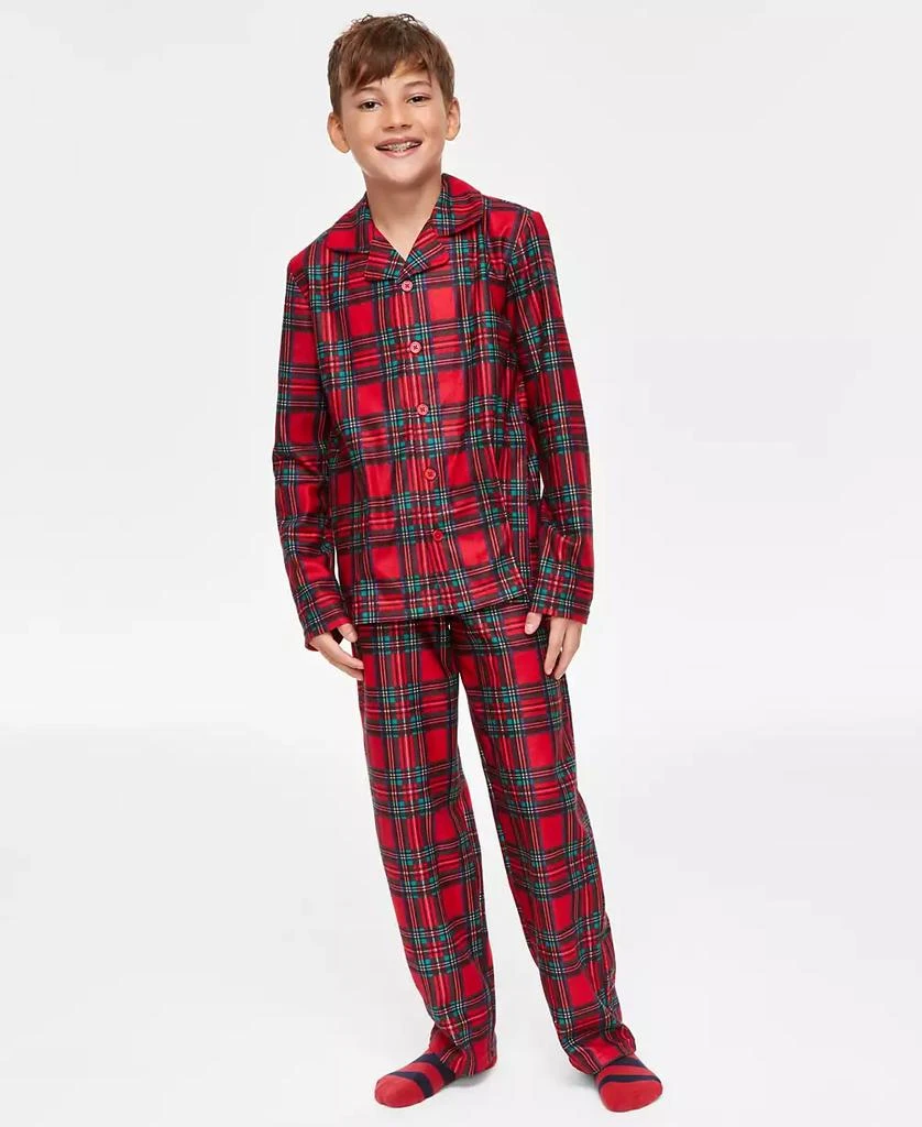 商品Holiday Lane|Little & Big Kids Brinkley Plaid Notch Collar Matching Family Pajamas Set, Created for Macy's,价格¥143,第1张图片