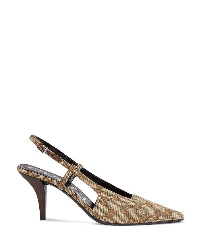 商品Gucci|Women's GG Pointed Toe Slingback Pumps,价格¥6175,第3张图片详细描述