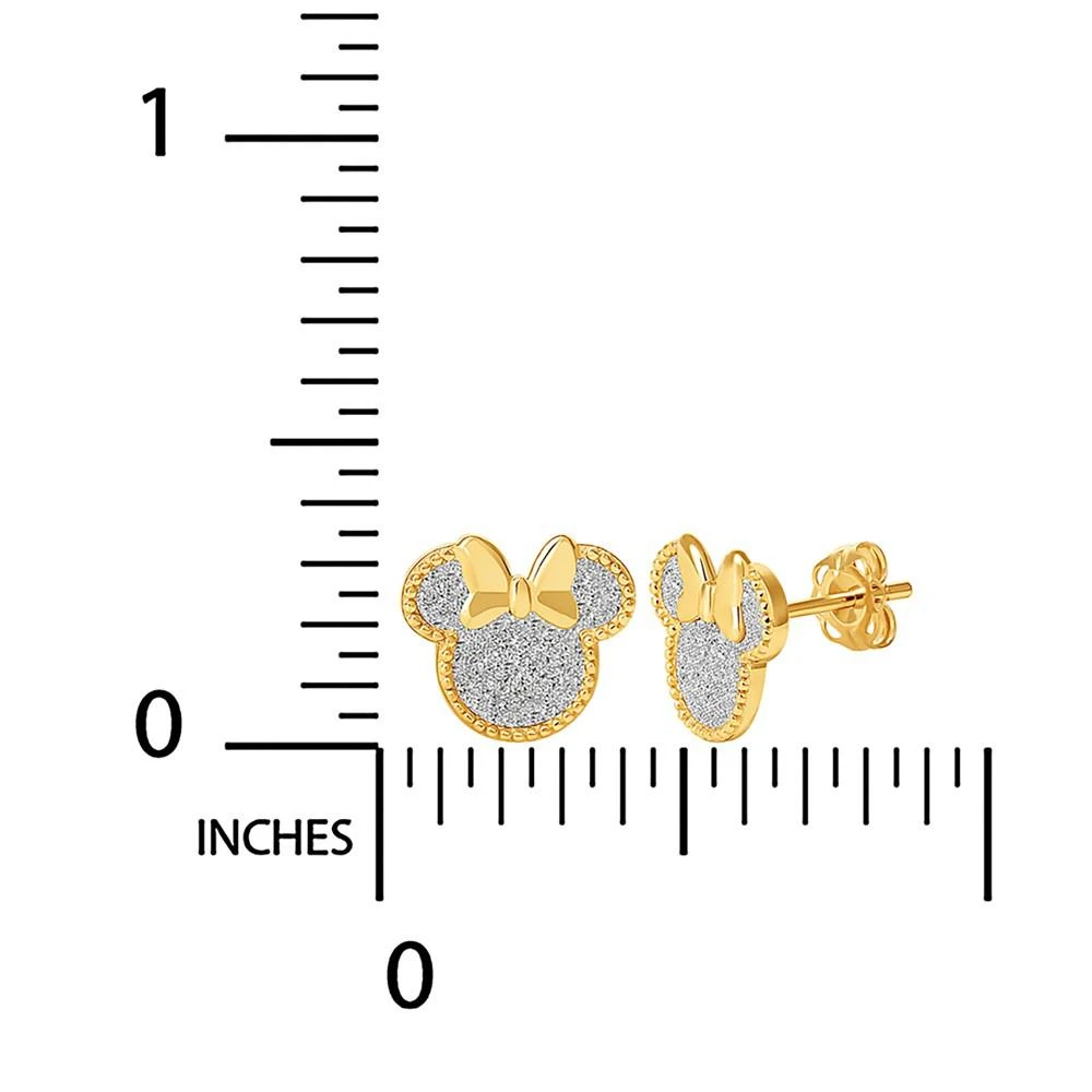 商品Disney|Minnie Mouse Glitter Stud Earrings in 18k Gold-Plated Sterling Silver,价格¥124,第3张图片详细描述