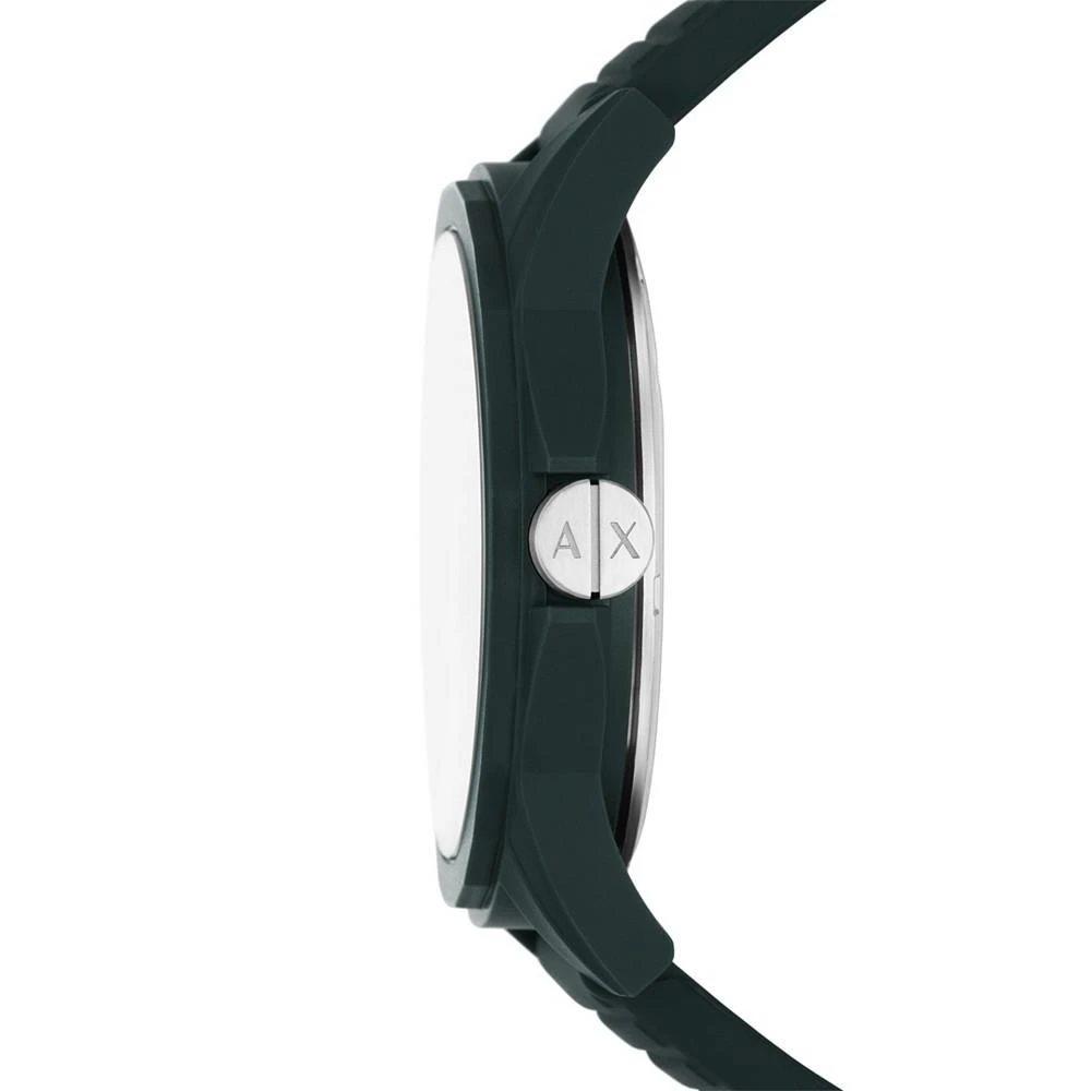 商品Armani Exchange|Men's Three-Hand Quartz Green Silicone Watch 44mm,价格¥356,第2张图片详细描述