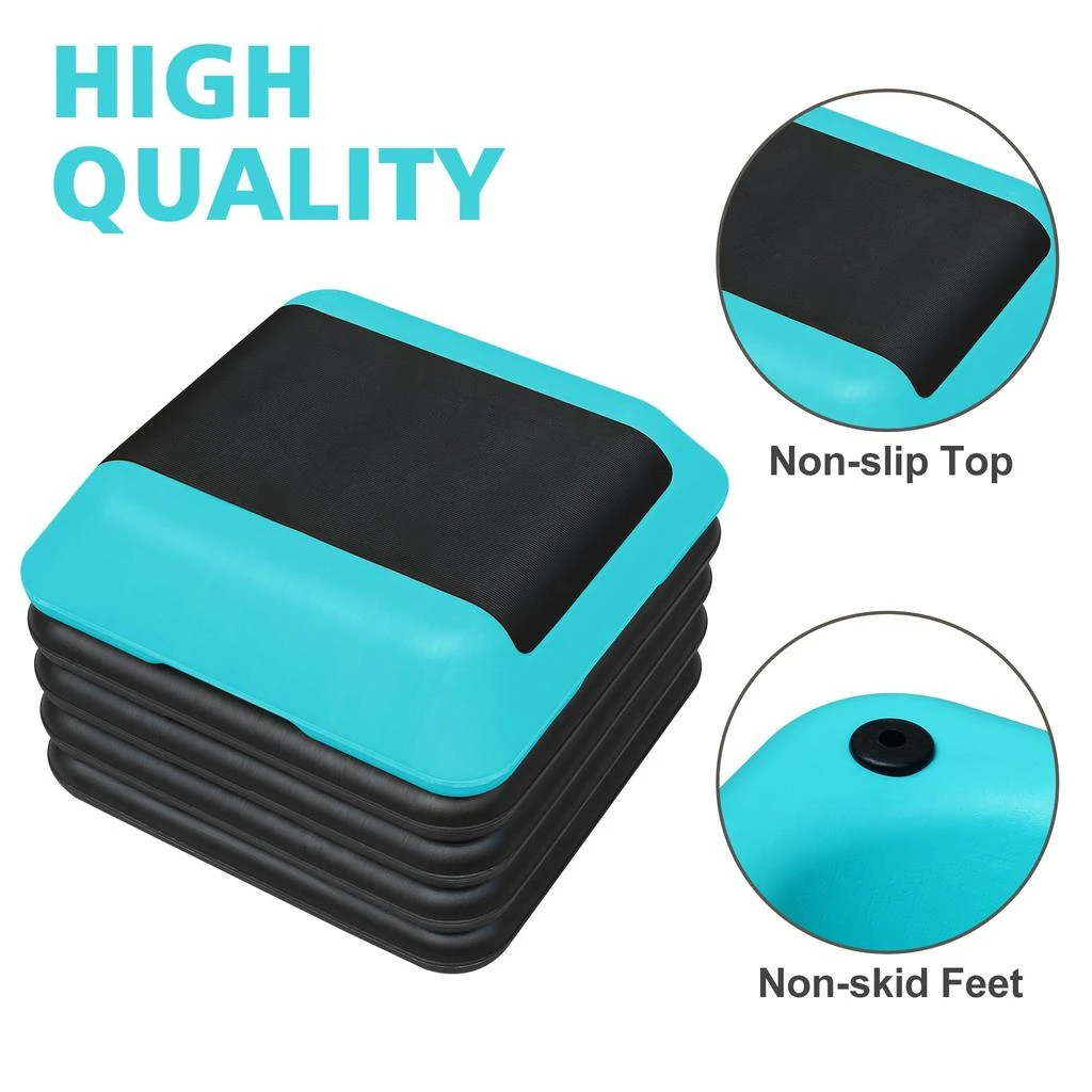 商品Streamdale Furniture|Streamdale Height-Adjustable Step Aerobics Platform Fitness Equipment Stepper Trainer Exercise Step Platform with 4 Riser Green,价格¥797,第2张图片详细描述