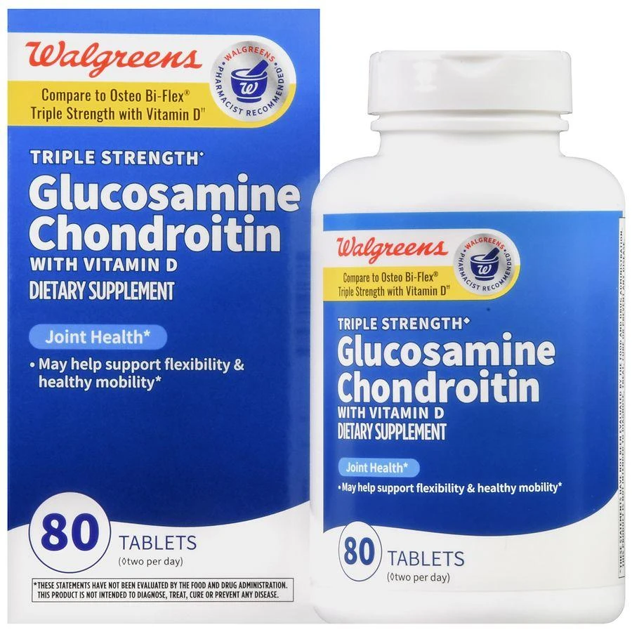 商品Walgreens|Glucosamine Chondroitin with Vitamin D Tablets Triple Strength (40 days),价格¥187,第1张图片