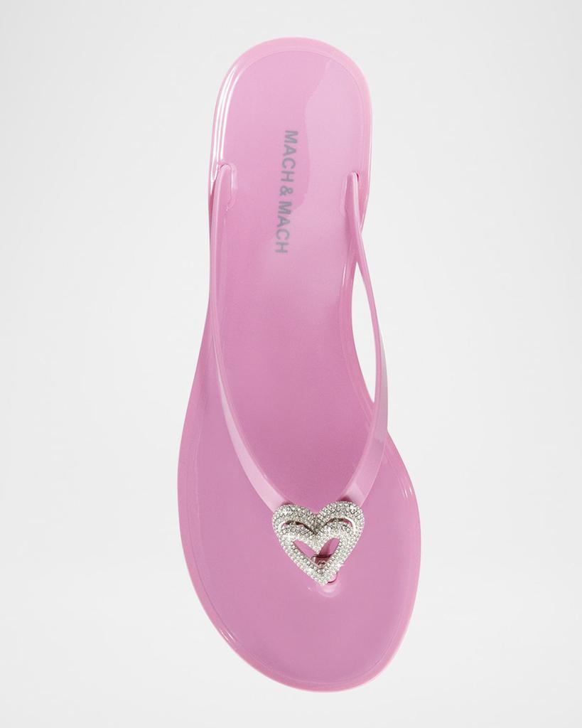 サンダル・ミュール MACH & MACH PUFFY HEART DENIM THONG SANDALS 5MM Mach & Mach Puffy Heart Denim Thong Sandal - Lozuri – LOZURI®