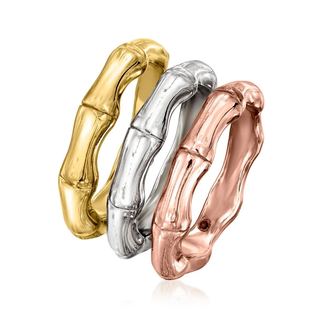 商品Ross-Simons|Ross-Simons Italian Tri-Colored Sterling Silver Jewelry Set: 3 Bamboo-Style Rings,价格¥936,第3张图片详细描述