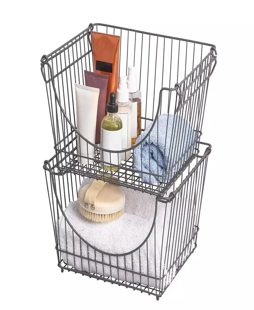 商品Smart Design|Set of 6 Large Stacking Baskets with Handles, 12.5" x 8.5",价格¥707,第3张图片详细描述
