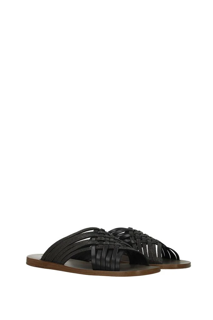 商品Brunello Cucinelli|Slippers and clogs Leather Black,价格¥3566,第2张图片详细描述