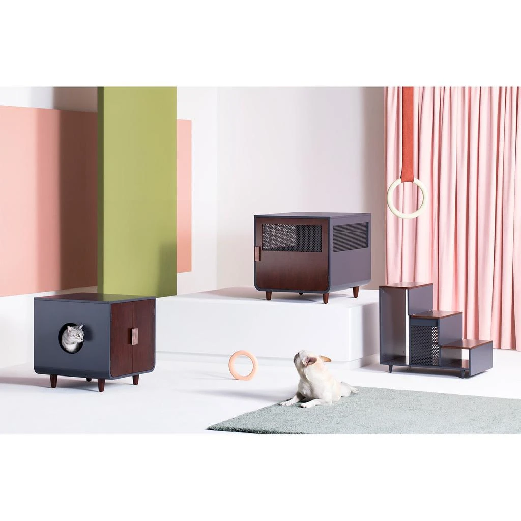 商品Teamson Pets|Dyad Wooden Cat Litter Tray Box Washroom Puppy Toilet Mocha Walnut,价格¥1181,第3张图片详细描述