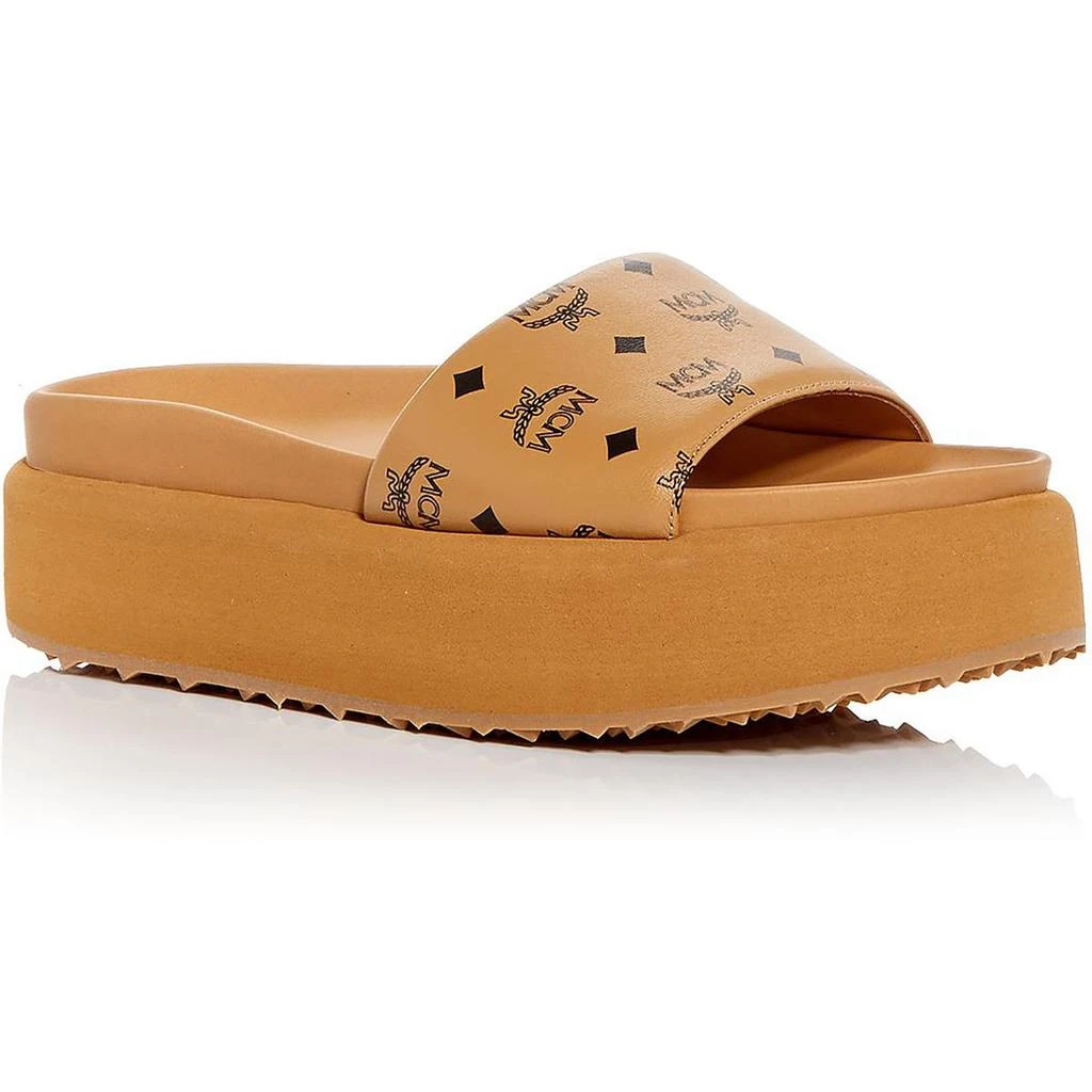 商品MCM|MCM Womens Athleta Leather Logo Slide Sandals,价格¥1445,第1张图片