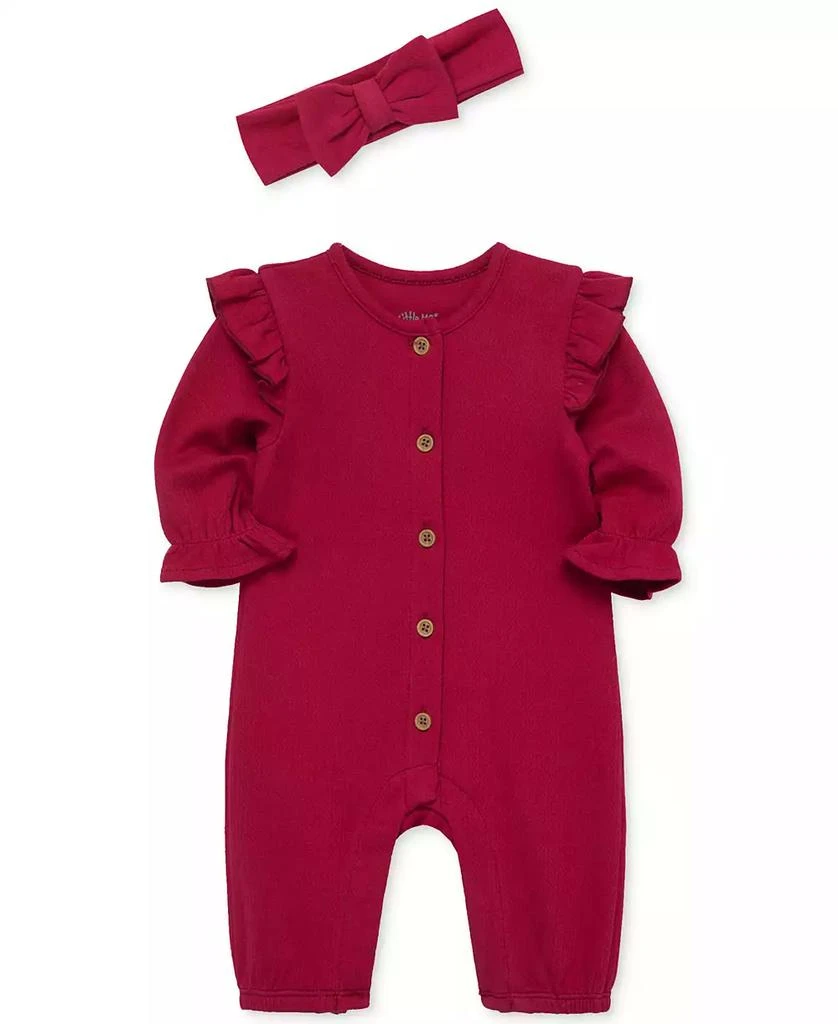 商品Little Me|Baby Girls 2-Pc. Pointelle Coveralls & Headband Set,价格¥225,第3张图片详细描述