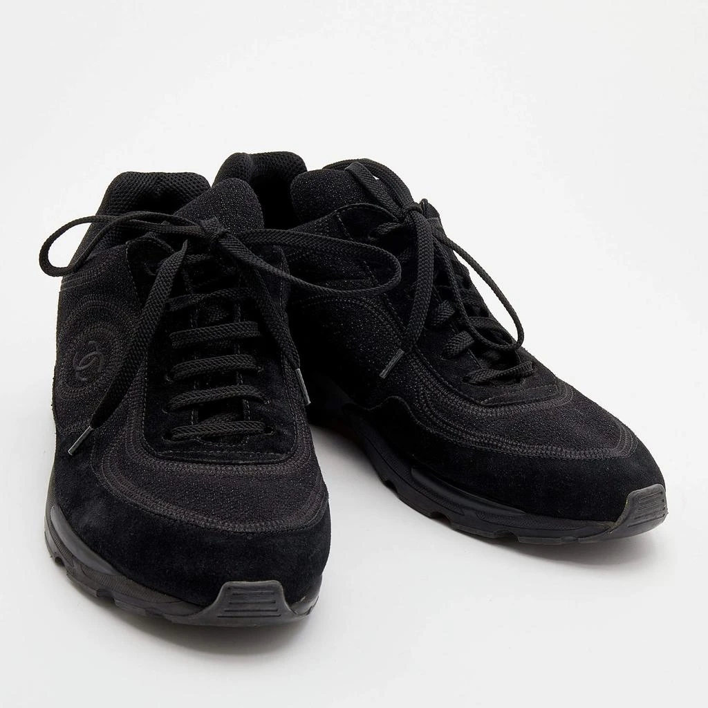 商品[二手商品] Chanel|Chanel Black Suede And Shimmer Fabric CC Low Top Sneakers Size 40.5,价格¥4689,第4张图片详细描述