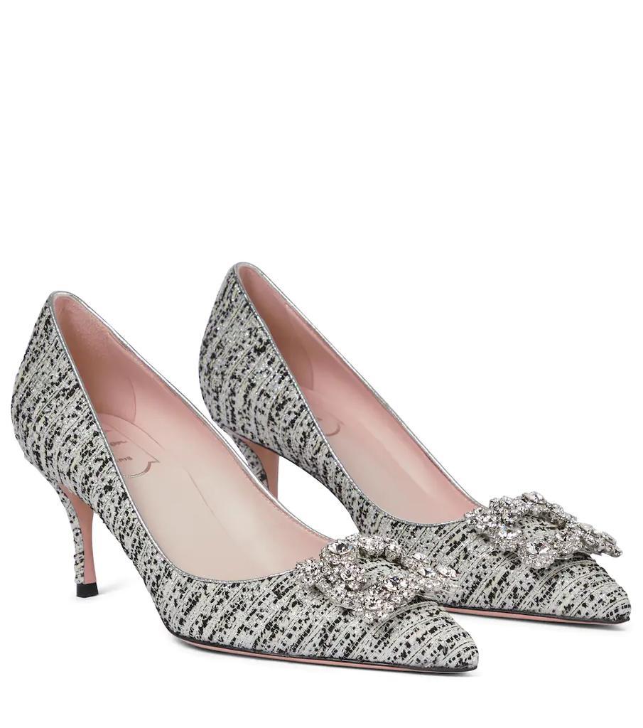 商品Roger Vivier|Flower Strass tweed pumps,价格¥11182,第1张图片