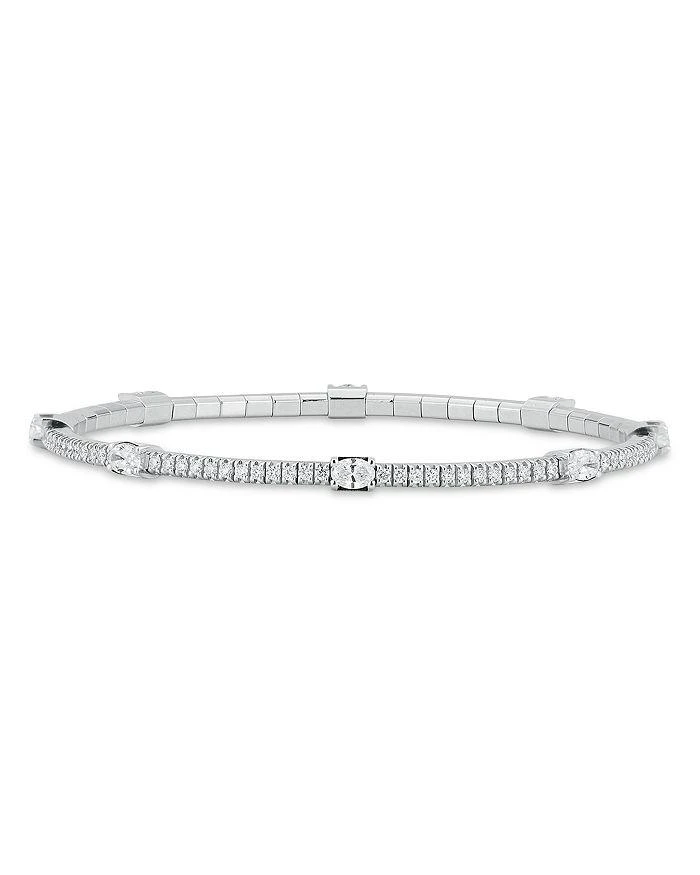 商品EXTENSIBLE|18K White Gold Oval Diamond Station Stretch Tennis Bracelet,价格¥74661,第1张图片