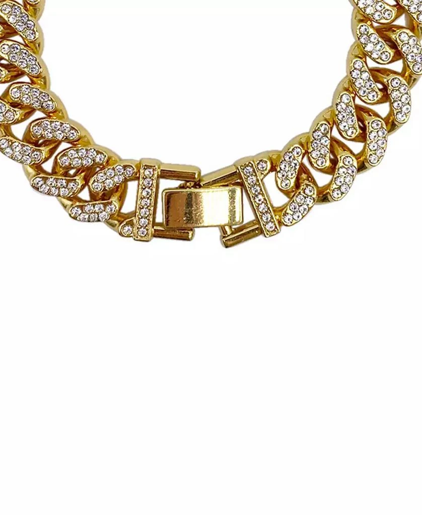 商品ADORNIA|Women's Gold-Tone Plated Crystal Thick Cuban Curb Chain Bracelet,价格¥142,第2张图片详细描述