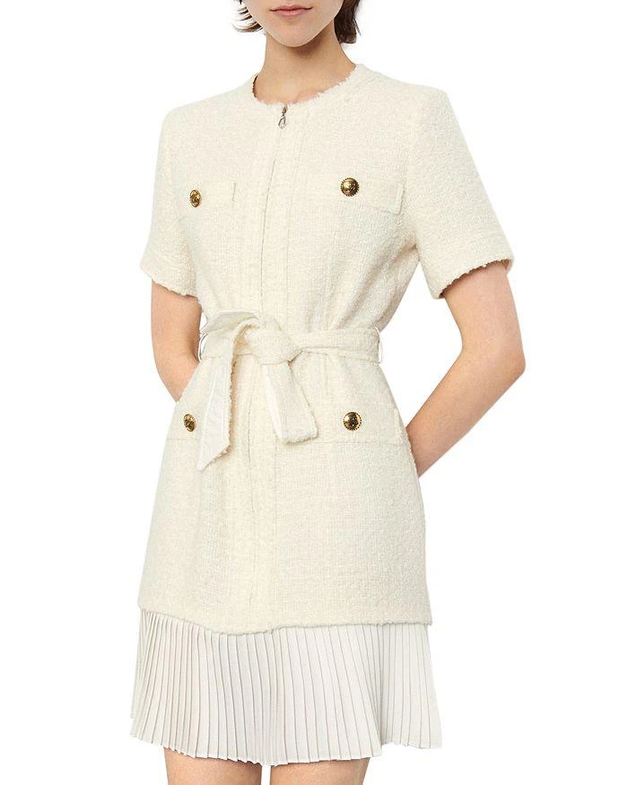 商品Sandro|Joana Belted Pleated Hem Dress,价格¥3302,第4张图片详细描述
