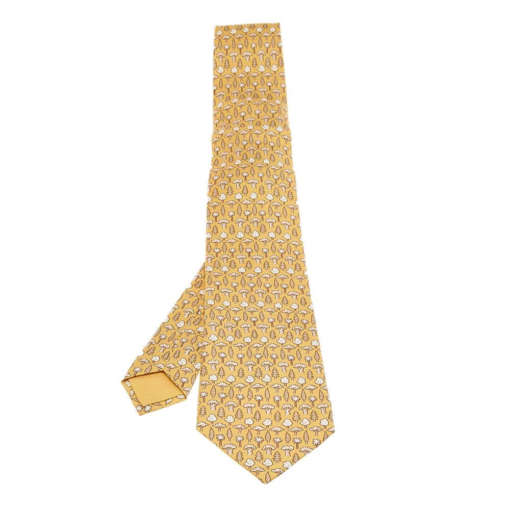 商品[二手商品] Hermes|Hermes Yellow Tree Patterned Silk Traditional Tie,价格¥998,第1张图片