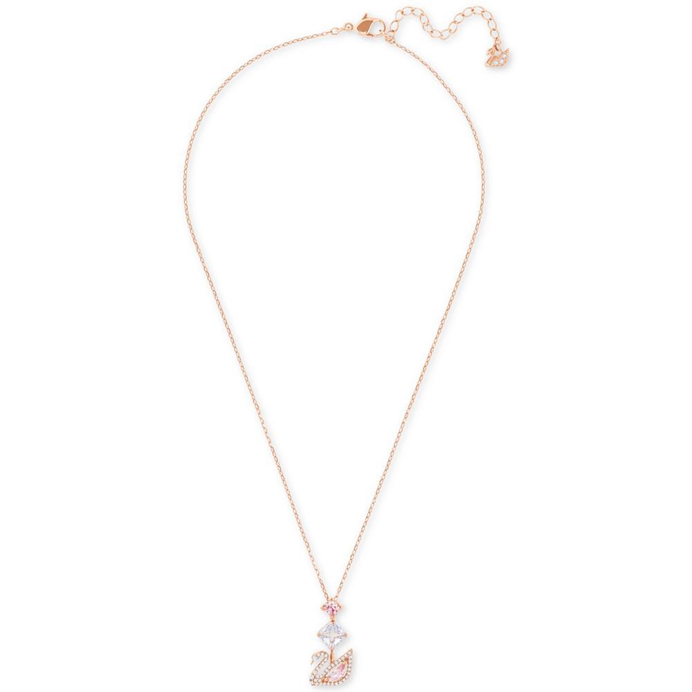 Rose Gold-Tone Crystal Iconic Swan Pendant Necklace, 14-7/8" + 2" extender商品第2张图片规格展示