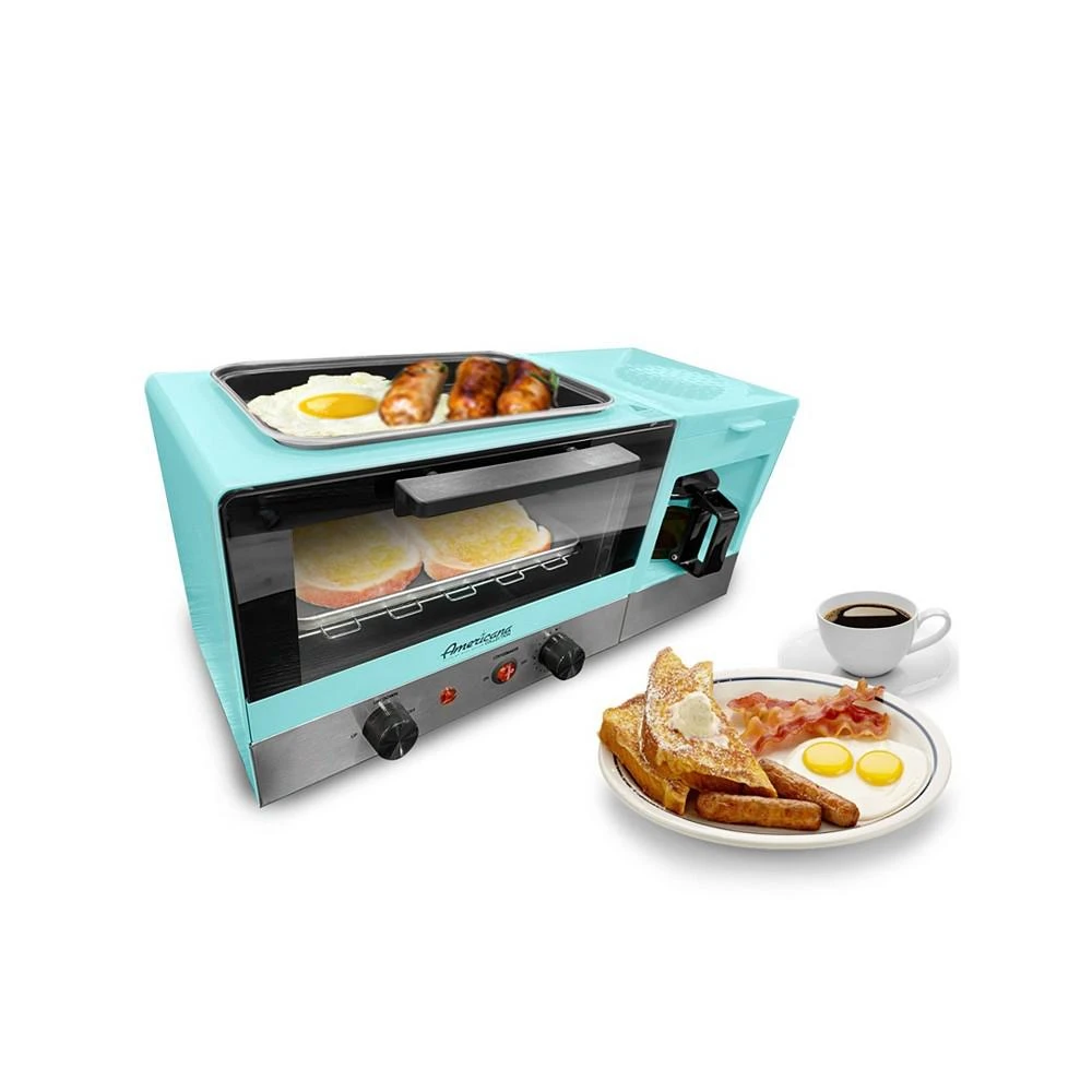 商品Elite Gourmet|3-in-1 Breakfast Center Station, 4-Cup Coffeemaker, 2 Slice Toaster Oven with 15min Timer, 9.5" Nonstick Griddle with Glass Lid,价格¥494,第2张图片详细描述