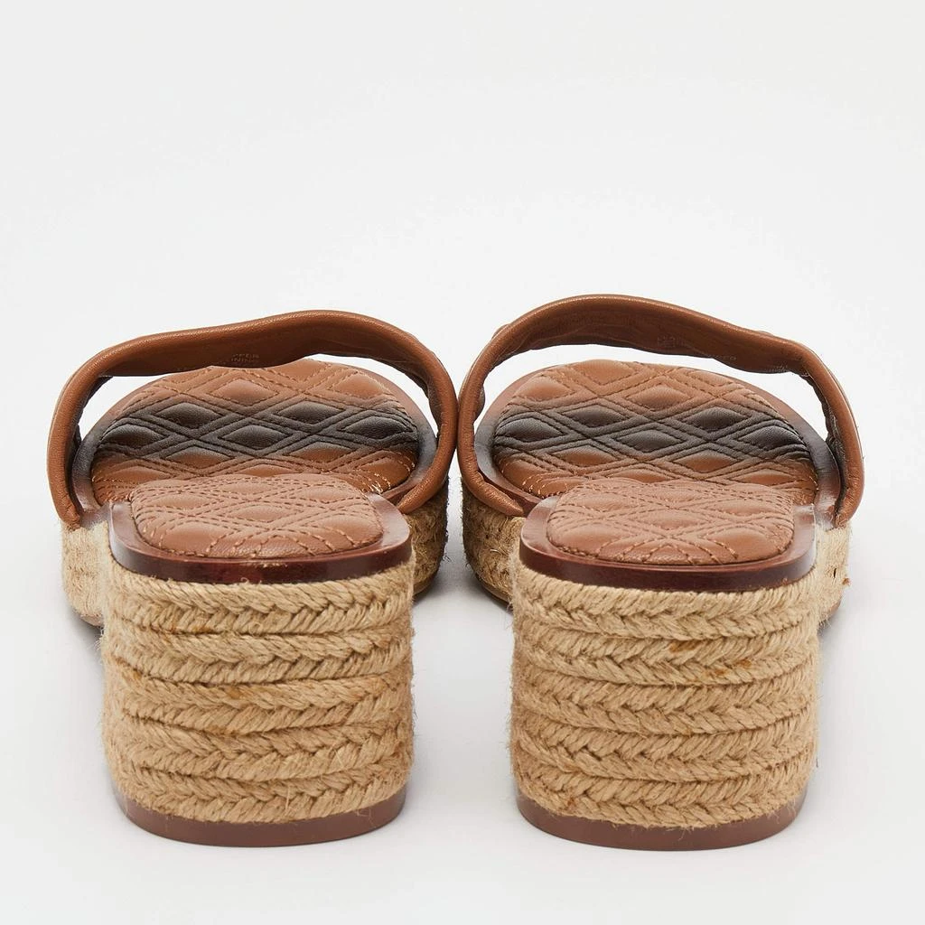 商品[二手商品] Tory Burch|Tory Burch Brown Leather Fleming Espadrille Slides Size 37,价格¥984,第5张图片详细描述