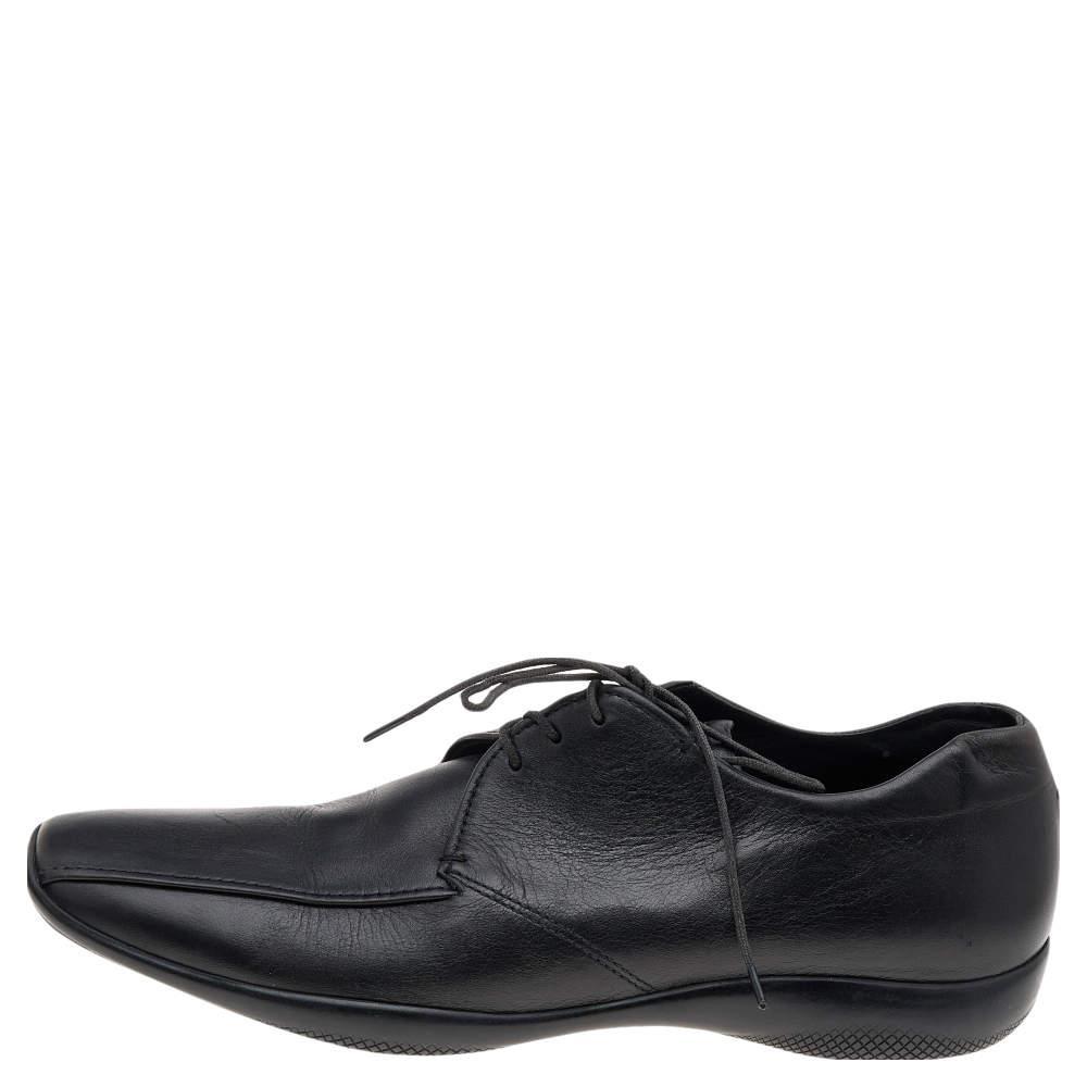 商品[二手商品] Prada|Prada Sport Black Leather Lace Up Derby Size 43.5,价格¥3109,第4张图片详细描述