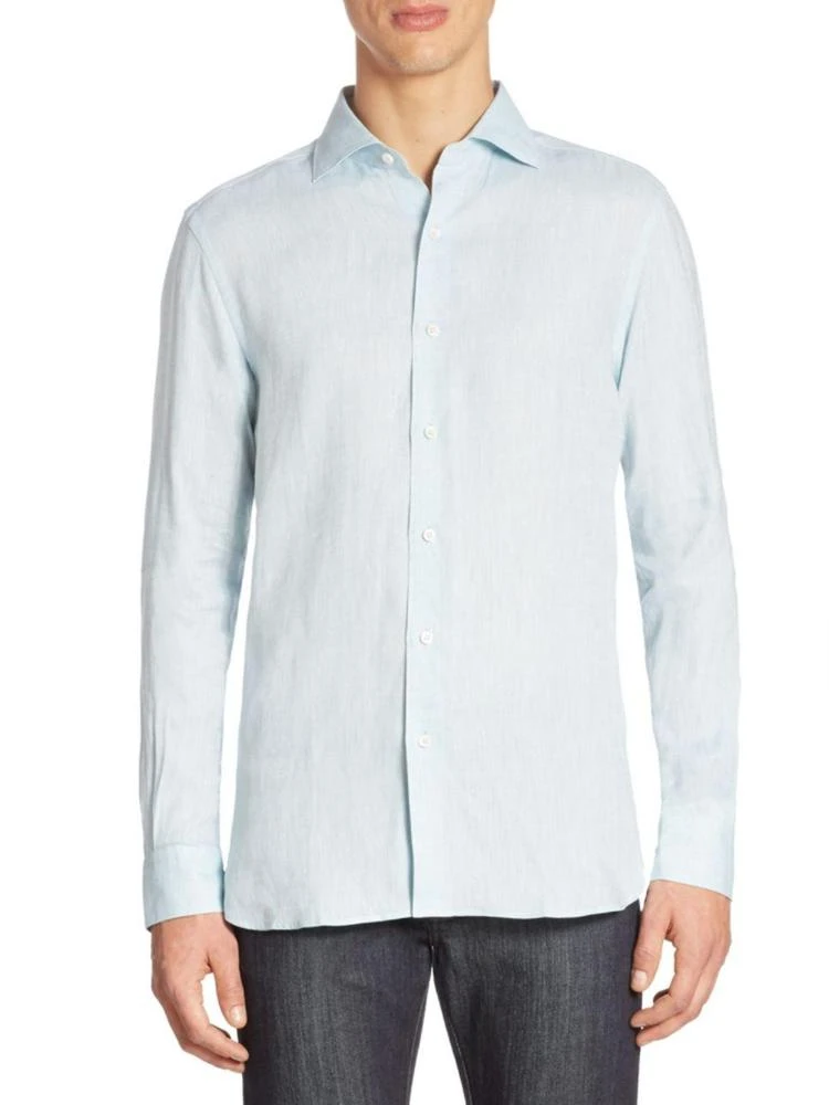 商品Zegna|Solid Long-Sleeve Shirt,价格¥1415,第1张图片