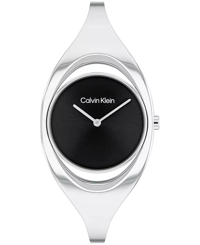 商品Calvin Klein|Women's Two Hand Silver Stainless Steel Bangle Bracelet Watch 30mm,价格¥716,第1张图片