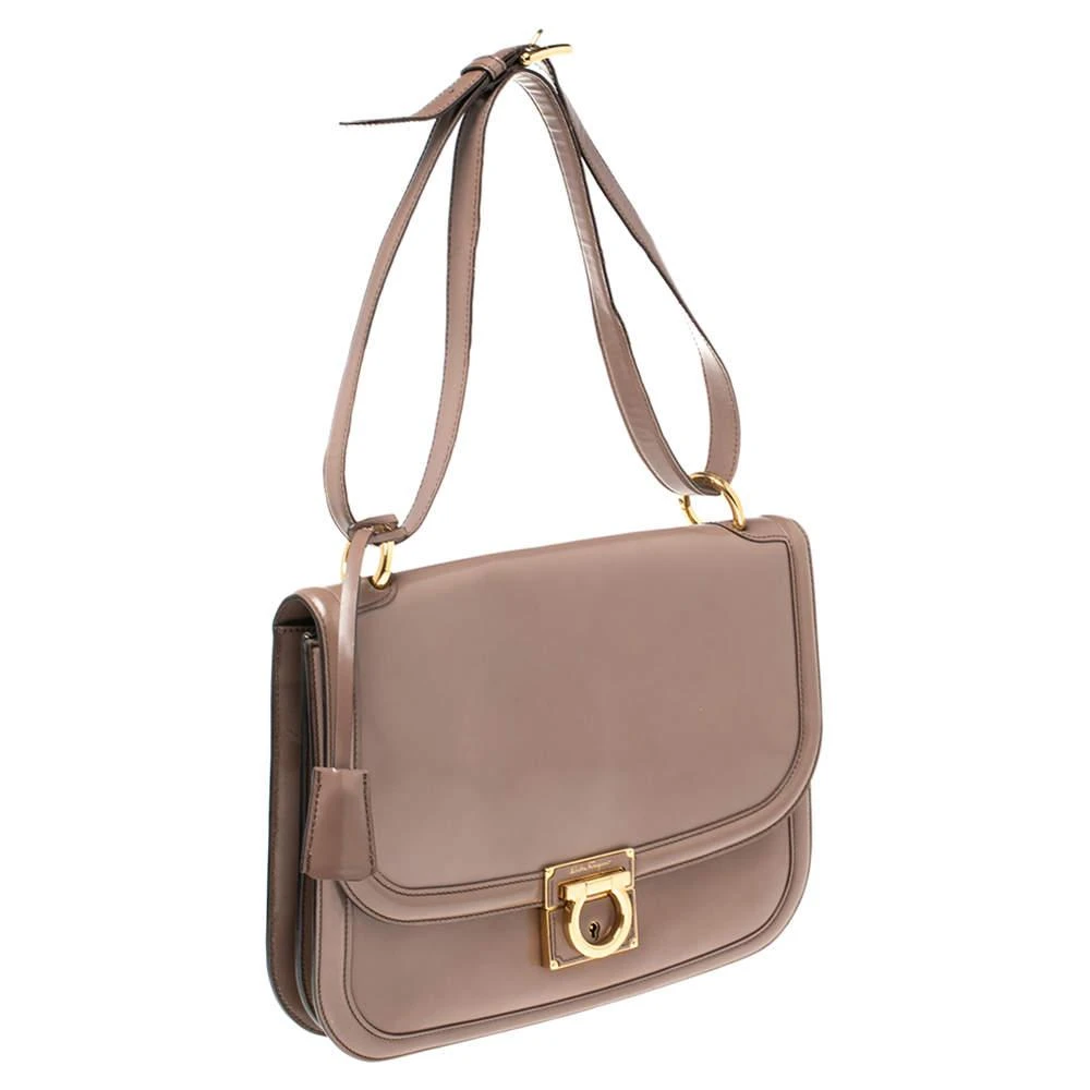 商品[二手商品] Salvatore Ferragamo|Salvatore Ferragamo Taupe Leather Jody Shoulder Bag,价格¥1361,第3张图片详细描述