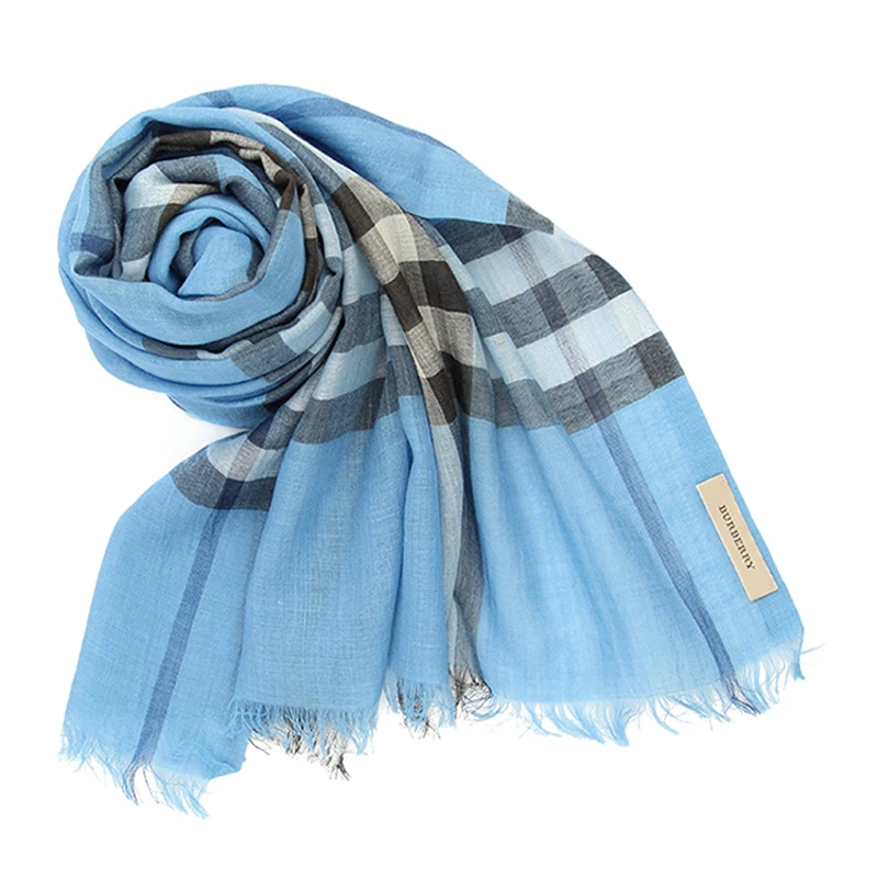 Burberry 巴宝莉 女士蓝色经典格纹围巾 3921778-蓝色 商品