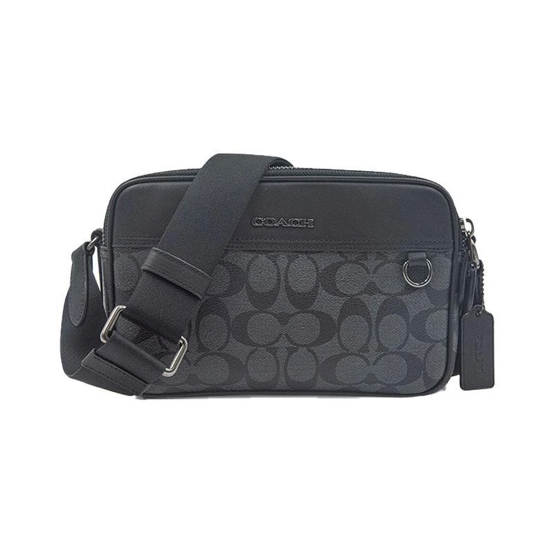 商品Coach|美国直邮COACH 蔻驰男士灰黑色时尚简约斜挎包,价格¥2518,第1张图片