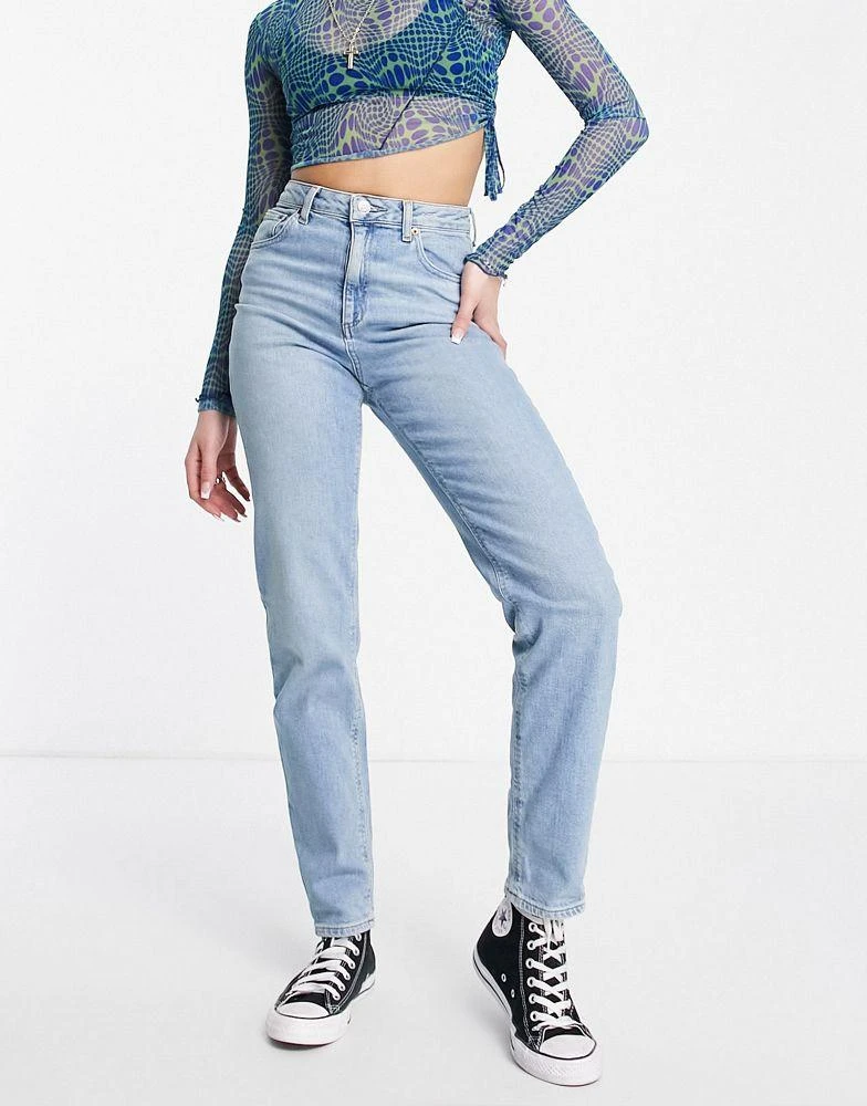 商品ASOS|ASOS DESIGN high rise farleigh 'slim' mom jeans in stonewash,价格¥153,第4张图片详细描述