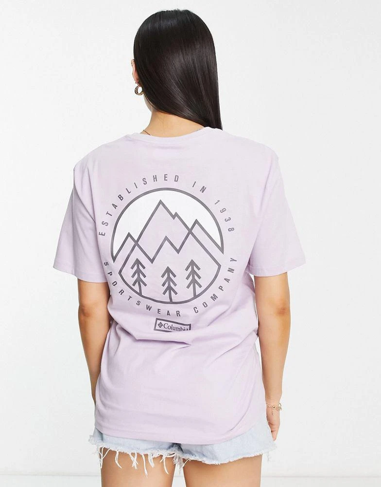 商品Columbia|Columbia Tillamook Way II back print t-shirt in lilac Exclusive at ASOS,价格¥242,第2张图片详细描述