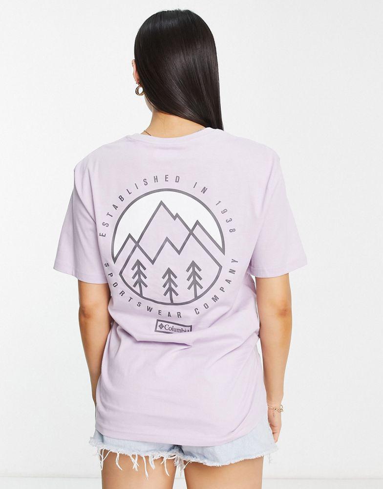 商品Columbia|Columbia Tillamook Way II back print t-shirt in lilac Exclusive at ASOS,价格¥216,第4张图片详细描述