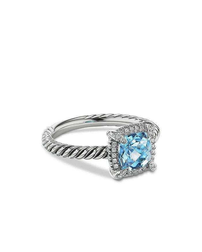 商品David Yurman|Sterling Silver Petite Chatelaine® Ring with Blue Topaz & Diamonds - Exclusive,价格¥5195,第2张图片详细描述